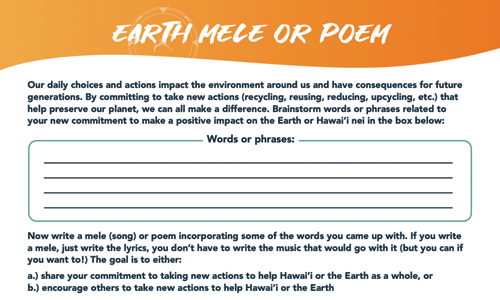 Earth mele or poem: Worksheet