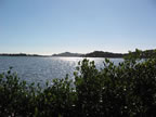 View of Kane'ohe Bay from the fishpond wall. (25kb)