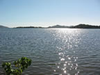 View of Kane'ohe Bay from the fishpond wall. (26kb)